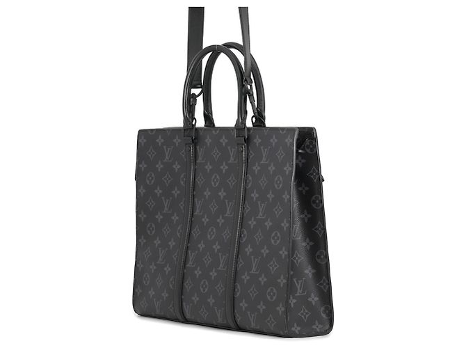 Louis Vuitton Monogram Eclipse Sac Plat Horizontal Zip Tote Bag Nero - vista 2