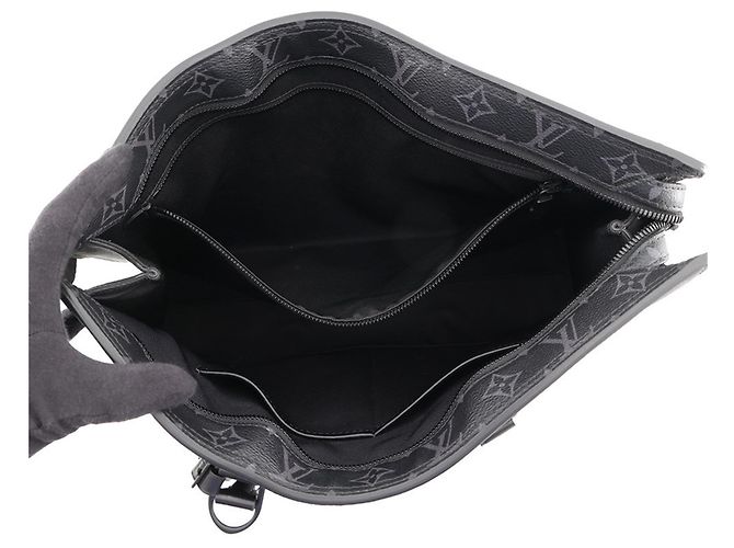 Louis Vuitton Monogram Eclipse Sac Plat Horizontal Zip Tote Bag Nero - vista 6