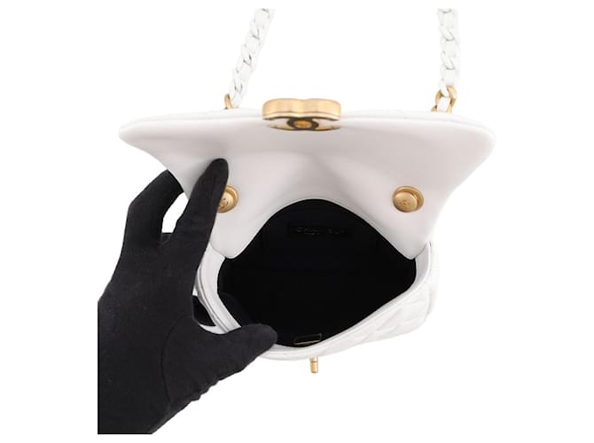 Borsa Chanel Mini Matelassé Coco Mark Bianco - vista 5