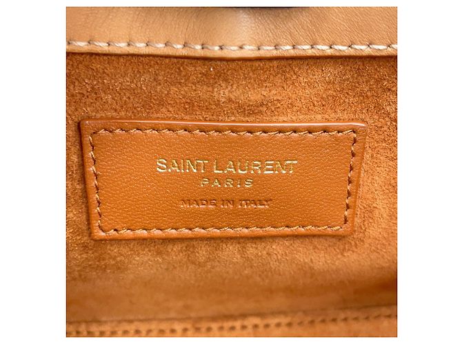 Mini borsa Yves Saint Laurent in pelle di vitello beige - vista 16
