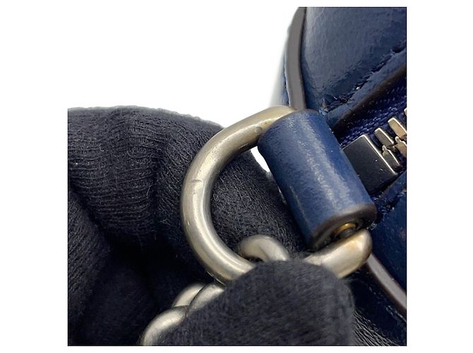 Bolsa de mão em couro Small acolchoada Gucci GG Marmont Branco Azul marinho - vista 11