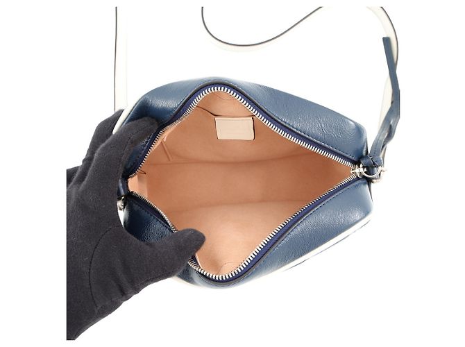 Bolsa de mão em couro Small acolchoada Gucci GG Marmont Branco Azul marinho - vista 5