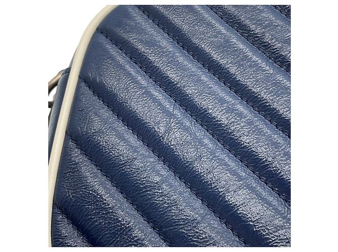 Bolsa de mão em couro Small acolchoada Gucci GG Marmont Branco Azul marinho - vista 8