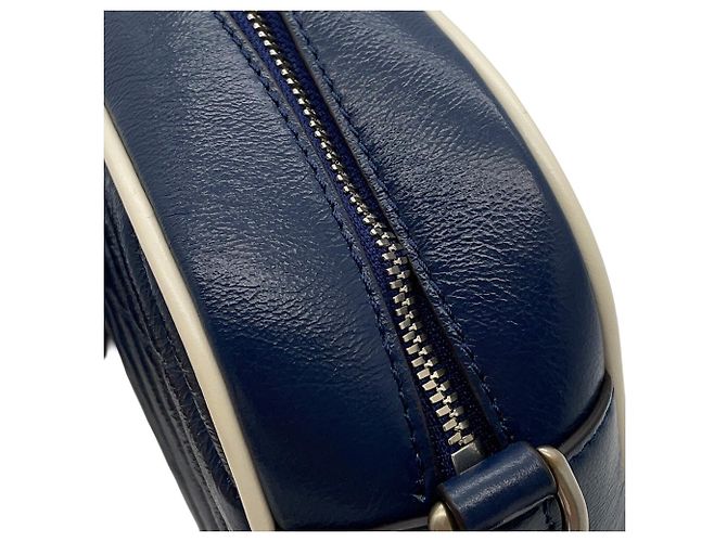 Bolsa de mão em couro Small acolchoada Gucci GG Marmont Branco Azul marinho - vista 9