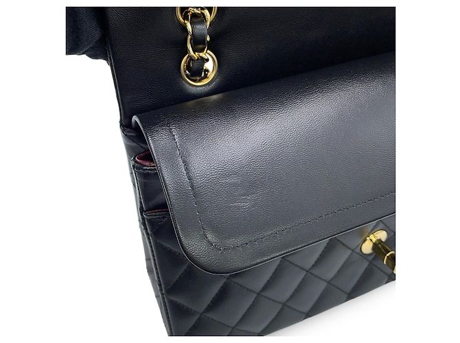 Timeless Chanel Classic Matelassé Schultertasche mit Kette Schwarz - Ansicht 14
