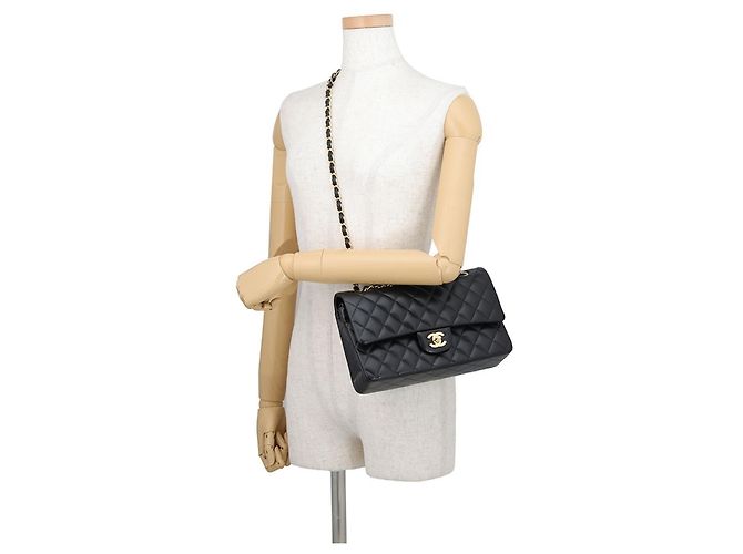 Timeless Chanel Classic Matelassé Schultertasche mit Kette Schwarz - Ansicht 4