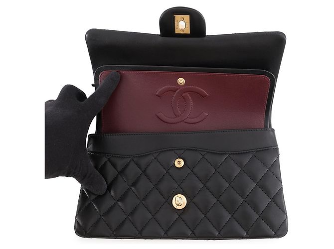 Timeless Chanel Classic Matelassé Schultertasche mit Kette Schwarz - Ansicht 6