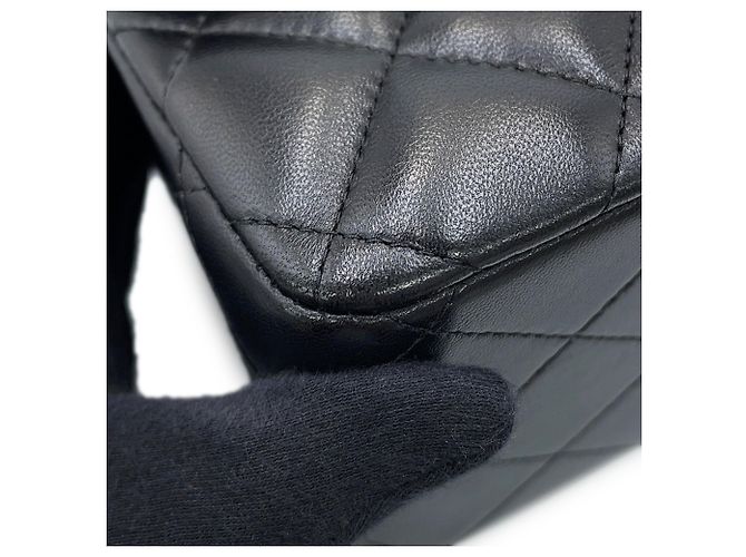 Bolsa de Ombro Chanel Matelassé em pele de cordeiro Preto - vista 9