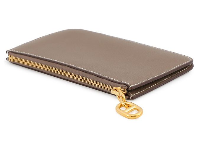 Hermès Tarjetero Hermes en Etoupe Gray Gris pardo - vista 2