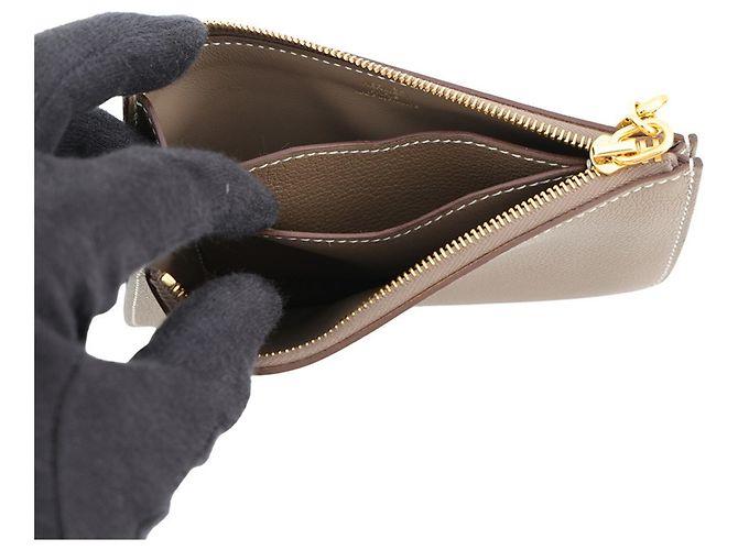 Hermès Tarjetero Hermes en Etoupe Gray Gris pardo - vista 4