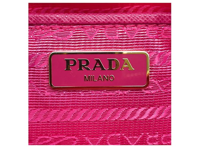 Borsa a tracolla Prada Ribbon in nylon e pelle Rosa - vista 11