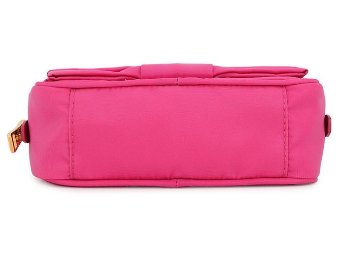 Borsa a tracolla Prada Ribbon in nylon e pelle Rosa - vista 2