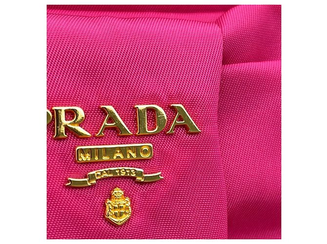 Borsa a tracolla Prada Ribbon in nylon e pelle Rosa - vista 6