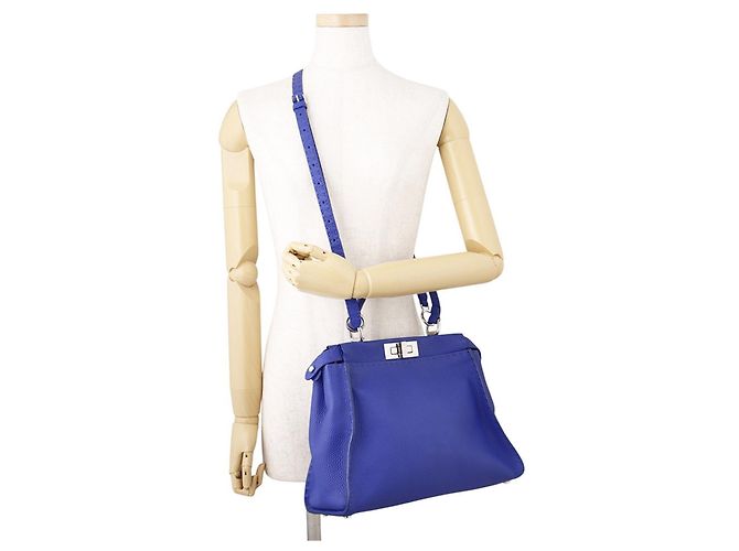 Fendi Peekaboo Selleria Regular Lederhandtasche Blau - Ansicht 5