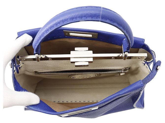 Fendi Peekaboo Selleria Regular Lederhandtasche Blau - Ansicht 6