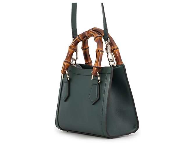 Borsa a mano piccola in pelle Gucci Diana Bamboo Verde - vista 2