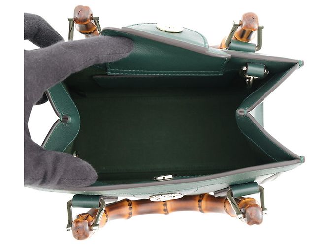 Borsa a mano piccola in pelle Gucci Diana Bamboo Verde - vista 6