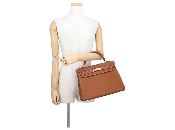 Hermès Borsa Hermes Kelly 32 in pelle Togo Gold - vista 4