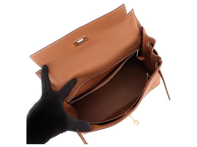 Hermès Borsa Hermes Kelly 32 in pelle Togo Gold - vista 5
