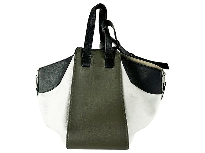 Borsa a tracolla in pelle Loewe Hammock Nero Bianco Cachi - vista 3