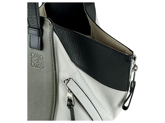Borsa a tracolla in pelle Loewe Hammock Nero Bianco Cachi - vista 6