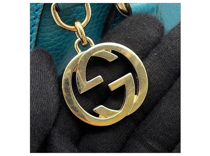 Borsa a mano in pelle Gucci Interlocking G 449661 Turchese - vista 12