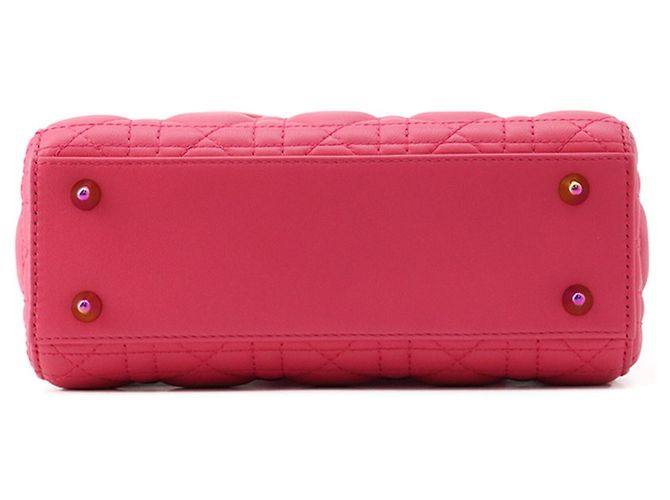 Borsa Christian Dior Lady Cannage Small in pelle di agnello Rosa - vista 3