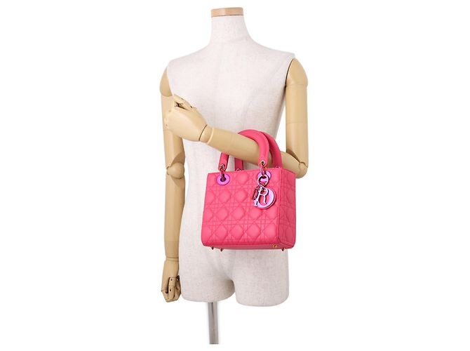 Borsa Christian Dior Lady Cannage Small in pelle di agnello Rosa - vista 4