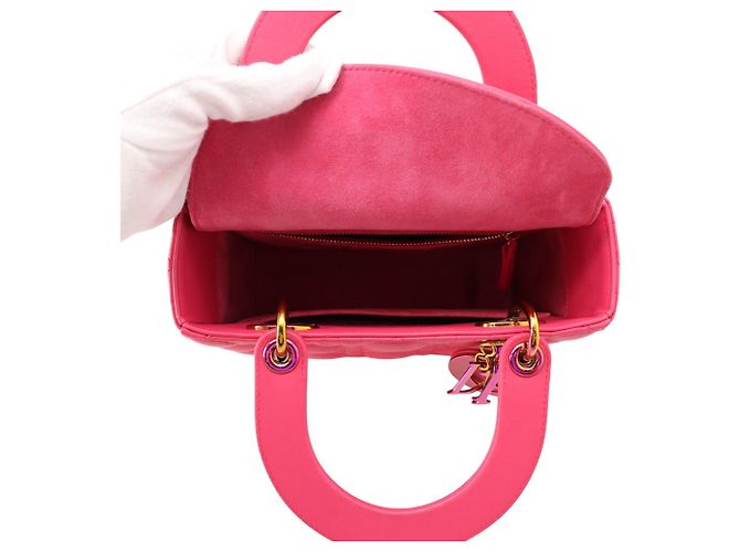 Borsa Christian Dior Lady Cannage Small in pelle di agnello Rosa - vista 6