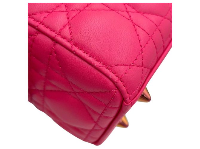 Borsa Christian Dior Lady Cannage Small in pelle di agnello Rosa - vista 7