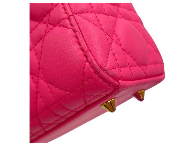 Borsa Christian Dior Lady Cannage Small in pelle di agnello Rosa - vista 8