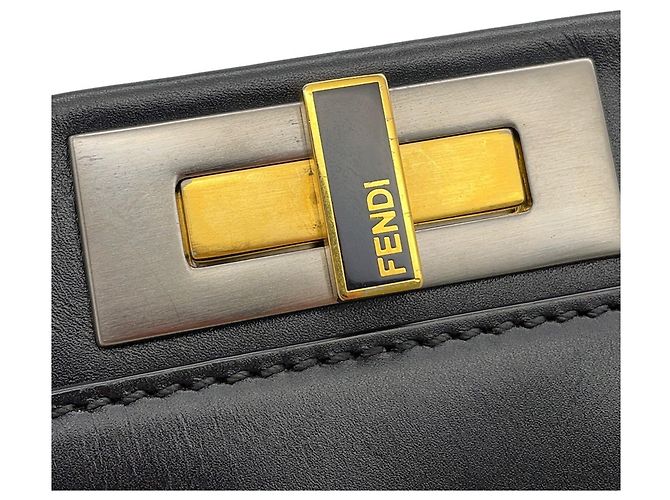 Fendi Peekaboo Regular Lederhandtasche Schwarz - Ansicht 11