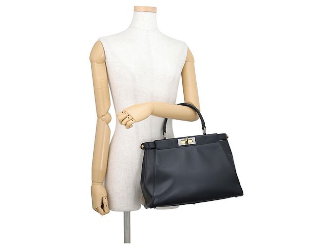 Fendi Peekaboo Regular Lederhandtasche Schwarz - Ansicht 4