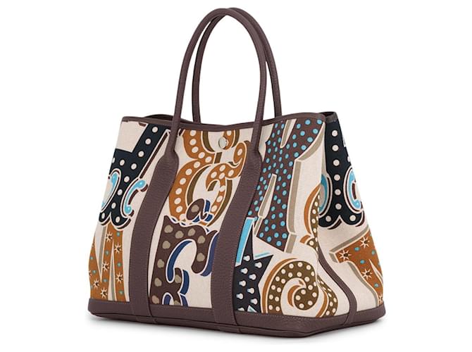 Hermès Hermes Garden PM Tote Bag Beige Cream Caramel Damier ebene - view 2