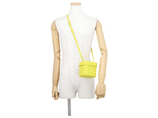 Céline Borsa a tracolla Celine Small Triomphe in pelle box Giallo - vista 4