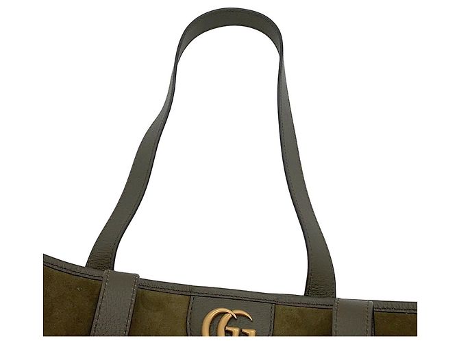 Borsa Tote Media Gucci Ophidia in Suede Cachi - vista 10