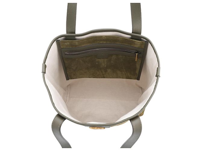 Borsa Tote Media Gucci Ophidia in Suede Cachi - vista 5
