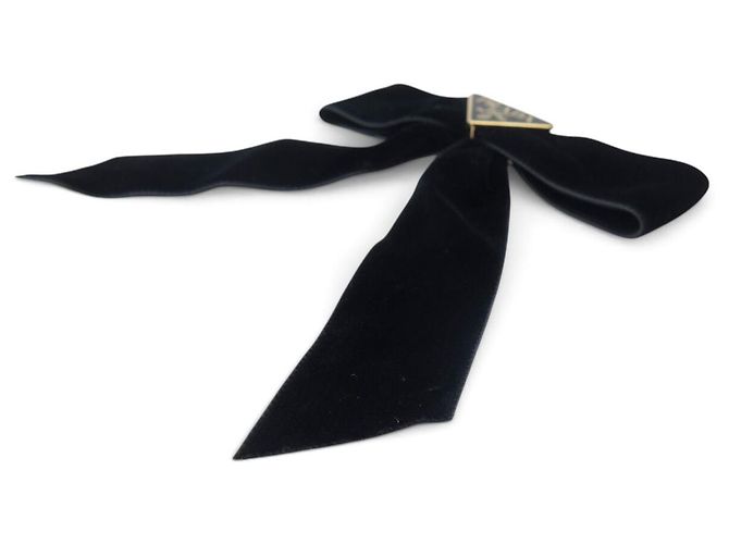 NUOVO PRADA 1IF154 FERMAGLIO PER CAPELLI FIOCCO IN VELLUTO NERO BARRETTE HAIR CLIP - vista 2