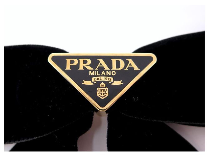 NUOVO PRADA 1IF154 FERMAGLIO PER CAPELLI FIOCCO IN VELLUTO NERO BARRETTE HAIR CLIP - vista 6