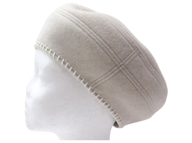 Hermès NUOVO CAPPELLO HERMES BERET SAINT HONORE POINT AVALON LANA CASHMERE T58 Beige - vista 3