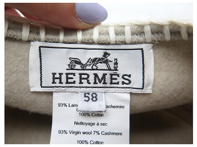 Hermès NUOVO CAPPELLO HERMES BERET SAINT HONORE POINT AVALON LANA CASHMERE T58 Beige - vista 8