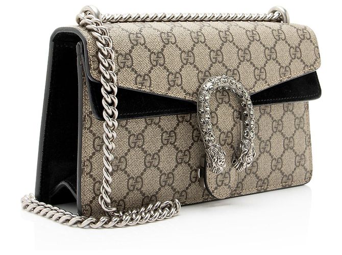 Borsa a tracolla Dionysus Medium E/W in GG Supreme e cristalli Gucci Marrone Beige - vista 2