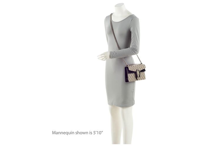 Borsa a tracolla Dionysus Medium E/W in GG Supreme e cristalli Gucci Marrone Beige - vista 5