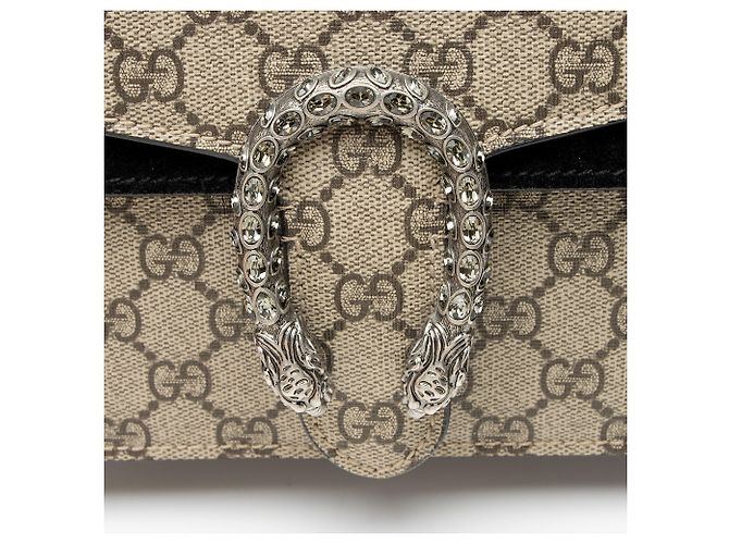 Borsa a tracolla Dionysus Medium E/W in GG Supreme e cristalli Gucci Marrone Beige - vista 9