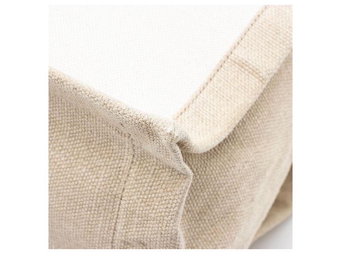 Saint Laurent Tote Small Rive Gauche in Tela e Pelle di Vitello Marrone Beige - vista 10