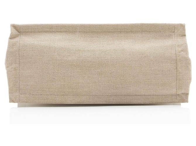 Saint Laurent Tote Small Rive Gauche in Tela e Pelle di Vitello Marrone Beige - vista 4