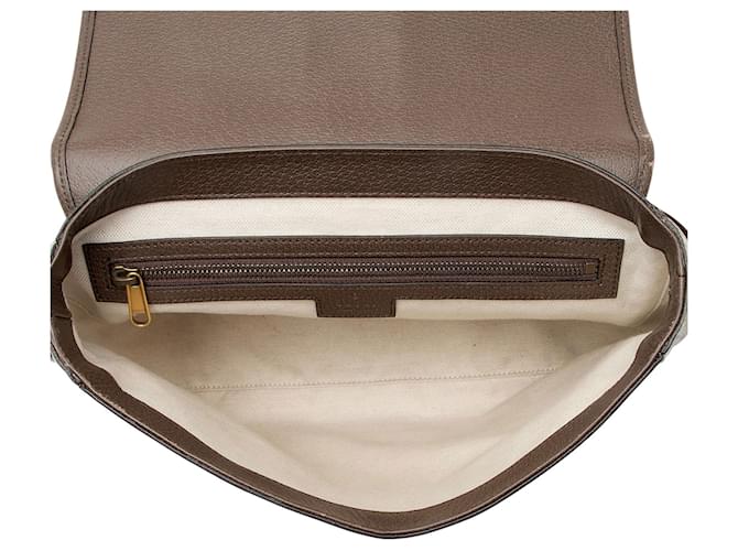 Gucci GG Supreme Ophidia Medium Flap Messenger Marrone Beige - vista 7