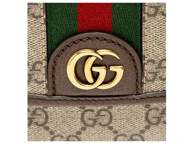 Gucci GG Supreme Ophidia Medium Flap Messenger Marrone Beige - vista 9
