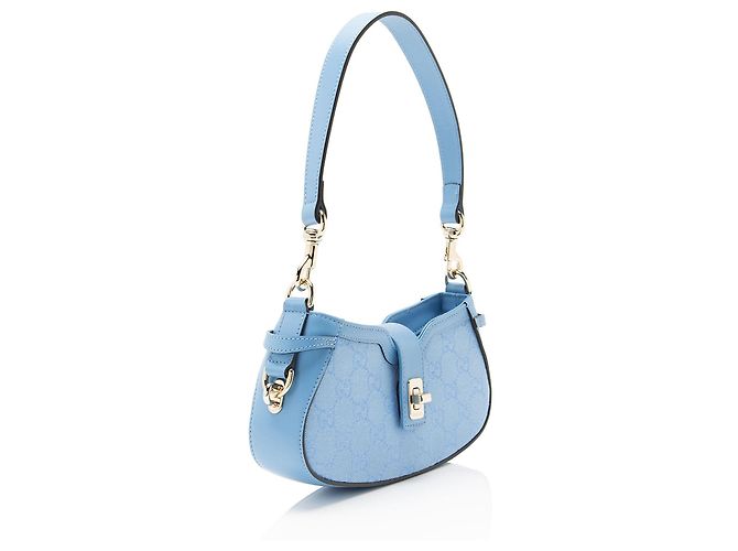Borsa a tracolla Gucci GG Canvas Moon Side Blu - vista 2
