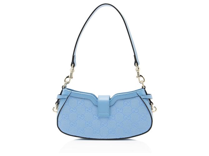 Borsa a tracolla Gucci GG Canvas Moon Side Blu - vista 3